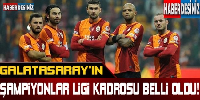 Galatasaray'ın Şampiyonlar Ligi kadrosu belli oldu !