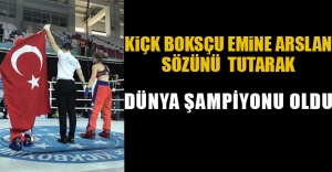 Kick Boksçu Emine Arslan, sözünü tutarak dünya şampiyonu oldu